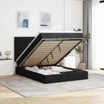 vidaXL Ottoman bed met matras en LEDs 140x190cm stof zwart, Verzenden, Zwart, Stof, Nieuw