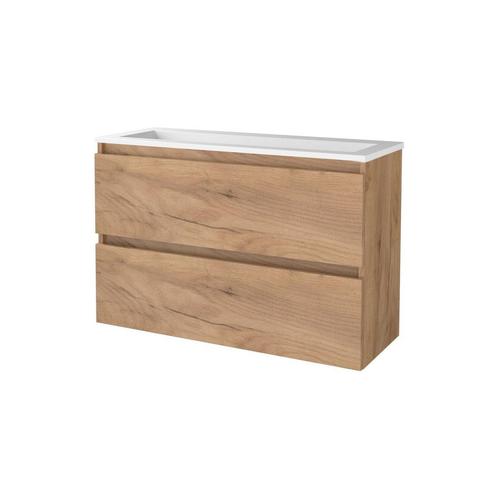 Badmeubelset BWS Salt 100x39cm Greeploos 2 Lades Met, Doe-het-zelf en Verbouw, Sanitair, Bad, Nieuw, Chroom, Ophalen of Verzenden