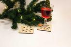 Onderzetters - Sneeuwvlok - Hout - Set van 4 - Ø8,5 cm, Ophalen of Verzenden, Nieuw