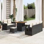 vidaXL 8-delige Tuinbankenset met kussens poly rattan acacia, Tuin en Terras, Verzenden, Nieuw, Rotan