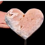 Een roos ametist houtsnijwerk hart - Hoogte: 166 mm -, Verzamelen, Mineralen en Fossielen