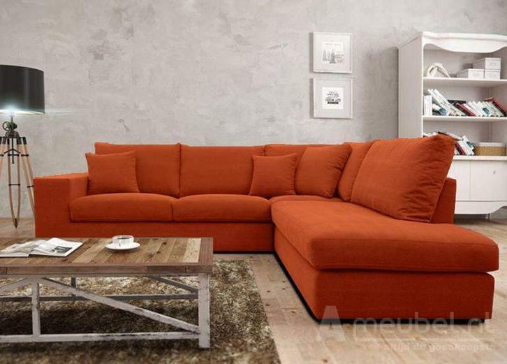 Hoekbank Gouda - hoekbanken - Cognac, Huis en Inrichting, Banken | Sofa's en Chaises Longues, 150 cm of meer, Nieuw, 250 tot 300 cm