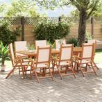 vidaXL 9-delige Tuinset massief acaciahout en textileen, Tuin en Terras, Tuinsets en Loungesets, Nieuw, 8 zitplaatsen, Tuinset