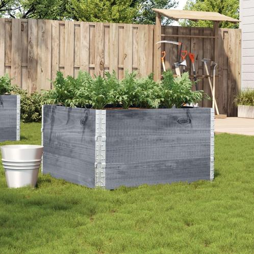 vidaXL Plantenbak 100x100 cm massief grenenhout grijs, Tuin en Terras, Bloembakken en Plantenbakken, Nieuw, Hout, Verzenden