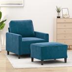 vidaXL Fauteuil met voetenbank 60 cm fluweel blauw, Eenpersoons, Verzenden, Nieuw, Minder dan 150 cm