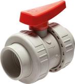 PP-H 2-weg Kogelkraan Dubbele Wartel 40 mm EPDM, Doe-het-zelf en Verbouw, Overige Doe-het-zelf en Verbouw, Verzenden, Nieuw