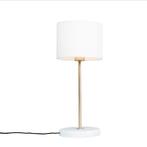 Tafellamp messing met witte kap 20 cm - Kaso, Huis en Inrichting, Lampen | Tafellampen, Nieuw, Overige stijlen