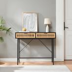 Consoletafel Luniehti met 2 lades zwart en naturel 100x40x75, Huis en Inrichting, Tafels | Sidetables, Verzenden, Nieuw