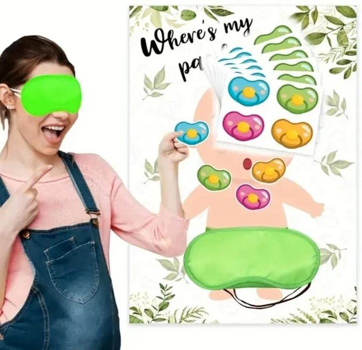 Babyshower spel Plak de Speen op de Mond van de Baby Jungle, Hobby en Vrije tijd, Feestartikelen, Geboorte of Huwelijk, Nieuw