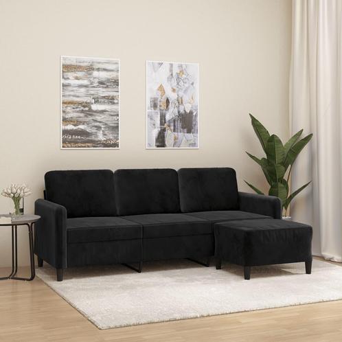vidaXL Driezitsbank met voetenbank 180 cm fluweel zwart, Huis en Inrichting, Banken | Bankstellen, Nieuw, 150 tot 200 cm, Stof