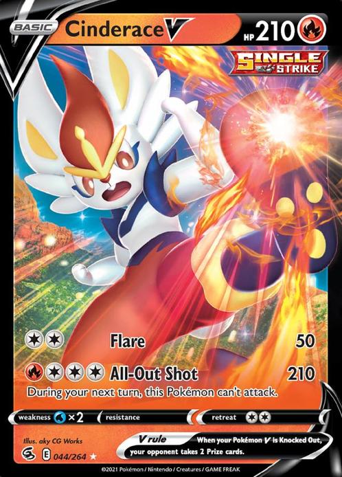 Cinderace V 044/264 (Fusion Strike), Hobby en Vrije tijd, Verzamelkaartspellen | Pokémon, Losse kaart, Nieuw, Foil, Ophalen of Verzenden