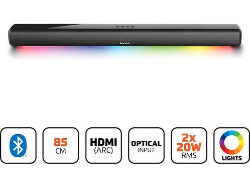 Lenco SB-042LEDBK - Soundbar met Bluetooth - 85cm - HDMI en, Huis en Inrichting, Woonaccessoires | Overige, Zo goed als nieuw