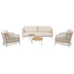 Puccini stoel bank loungeset 5 delig teak latte 4 Seasons, Tuin en Terras, Ophalen of Verzenden, Nieuw