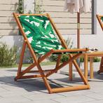 vidaXL Strandstoel inklapbaar bladpatroon eucalyptushout en, Verzenden, Nieuw, Hout