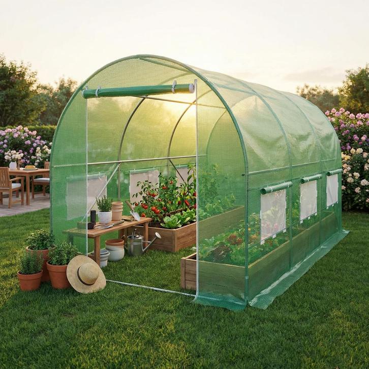 Tuinkas Compact 10m2 | Verplaatsbaar | Nieuw | Scherpe Prijs, Tuin en Terras, Kassen, Folie, Staal, Nieuw, Kweekkas, Ophalen of Verzenden