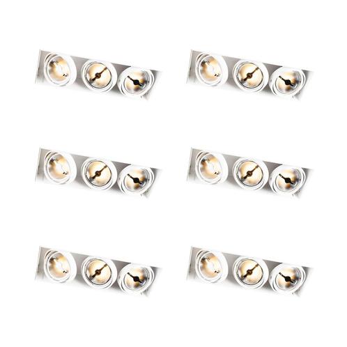 Set van 6 Inbouwspot wit  AR111 trimless 3-lichts - Oneon, Huis en Inrichting, Lampen | Spots, Nieuw, Overige materialen