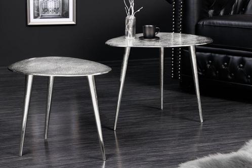 Set van 2 salontafels ELEMENTS 50cm zilver metaal, Huis en Inrichting, Tafels | Salontafels, Ophalen of Verzenden