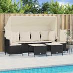 vidaXL 5-delige Loungeset met kussens poly rattan zwart, Tuin en Terras, Verzenden, Nieuw, Rotan, Loungeset