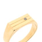 Gouden zegelring met zirconia | Heren (vintage, heren ring), Gebruikt, Overige kleuren, 20 of groter, Heer