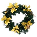 vidaXL Kerstkrans met LED lampjes 60 cm PVC groen, Diversen, Kerst, Verzenden, Nieuw