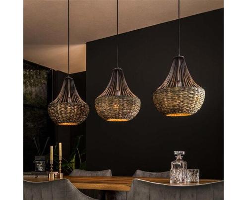Hanglamp Waterhyacint kegel 3 lampen - Zwart nikkel, Huis en Inrichting, Lampen | Hanglampen, Ophalen of Verzenden