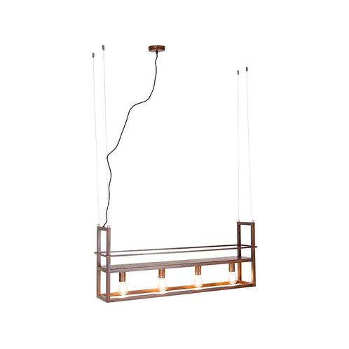 Industriële hanglamp roestbruin met rek 4-lichts - Cage Rack, Huis en Inrichting, Lampen | Hanglampen, Nieuw, Overige materialen