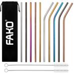 Fako Bijoux® - 10 Herbruikbare RVS Gekleurde Rietjes - 5, Huis en Inrichting, Keuken | Bestek, Verzenden, Nieuw
