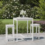 vidaXL 3-delige TuinTuinbarset massief grenenhout wit, Tuin en Terras, Tuinsets en Loungesets, Verzenden, Nieuw, 3 zitplaatsen
