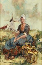 Gustave Flasschoen (1868-1940) - La laitière de Zélande, Antiek en Kunst