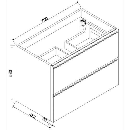 Wastafelonderkast met 2 Laden Wiesbaden Lotus 80x45.2 cm, Huis en Inrichting, Badkamer | Badkamermeubels, Ophalen of Verzenden