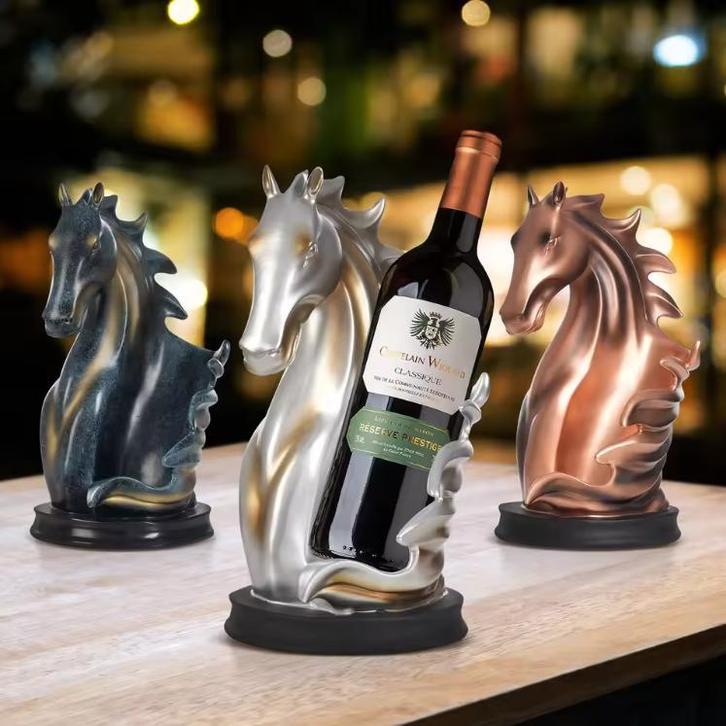 Paardenbeeld Wijnfleshouder – Decoratief Wijnrek voor 1 Fles, Huis en Inrichting, Woonaccessoires | Wijnrekken, Nieuw, Verzenden