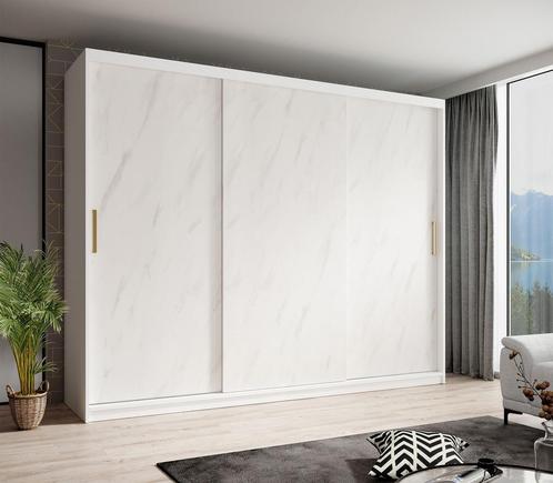 Kledingkast marmer wit 250x62x200 schuifdeuren, Huis en Inrichting, Kasten | Vitrinekasten, 50 tot 75 cm, Nieuw, 200 cm of meer