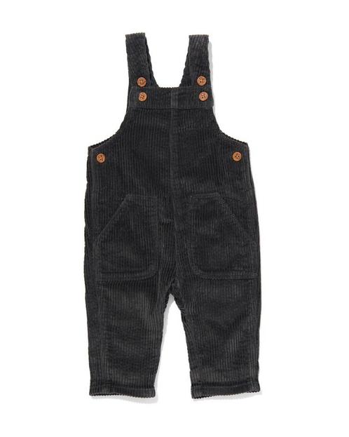 HEMA Baby tuinbroek rib corduroy donkergrijs Babykleding