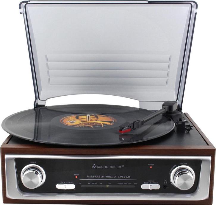 Soundmaster PL196H - Nostalgische platenspeler met radio en, Audio, Tv en Foto, Mp3-spelers | Overige merken, Verzenden