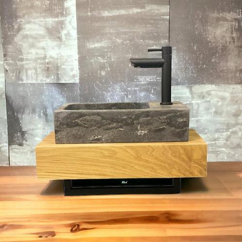 Fonteinplank Casajoy Bold 50x25x10 cm Eiken Met Waskom 40x22, Doe-het-zelf en Verbouw, Sanitair, Overige typen, Nieuw, Ophalen of Verzenden