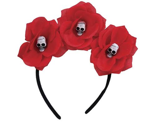 Haarband Bloemen Met Doodshoofden, Hobby en Vrije tijd, Feestartikelen, Nieuw, Verzenden