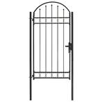 vidaXL Poort met gebogen bovenkant 100x250 cm staal zwart, Verzenden, Nieuw