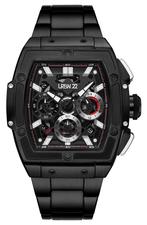 URBN22 Onyx Vigorous Black streetlife chronograaf horloge, Overige merken, Staal, Staal, Verzenden