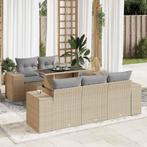 vidaXL 6-delige Loungeset met kussens poly rattan beige, Verzenden, Nieuw, Rotan, Loungeset