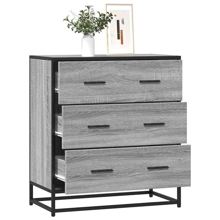 vidaXL Dressoir 68x35x76 cm bewerkt hout en metaal grijs, Huis en Inrichting, Kasten | Dressoirs, Nieuw, Overige houtsoorten, Verzenden