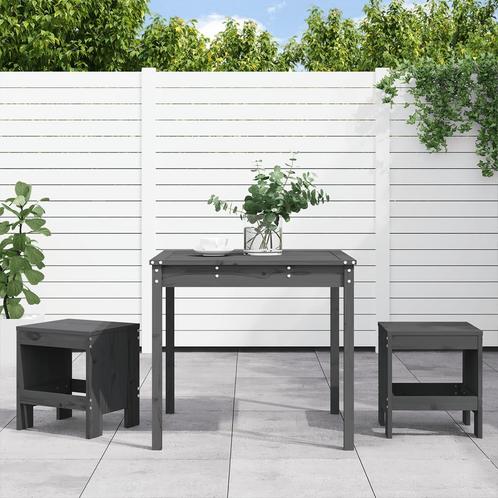 vidaXL 3-delige Bistroset massief grenenhout grijs, Tuin en Terras, Tuinsets en Loungesets, Nieuw, 3 zitplaatsen, Verzenden