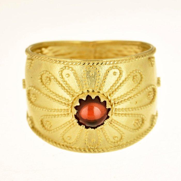 Ring - 14 karaat Geel goud Granaat, Sieraden, Tassen en Uiterlijk, Ringen