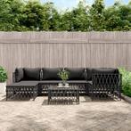 vidaXL 7-delige Loungeset met kussens staal antracietkleurig, Tuin en Terras, Tuinsets en Loungesets, Verzenden, Nieuw, Rvs, Loungeset