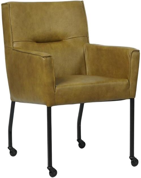 Olijfgroene leren moderne eetkamerstoel - Granada leer Olive, Huis en Inrichting, Stoelen, Eén, Overige kleuren, Nieuw, Leer, Ophalen of Verzenden