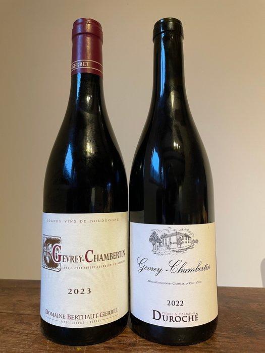 2002 Berthaut-Gerbet & 2022 Duroché - Gevrey Chambertin - 2, Verzamelen, Wijnen