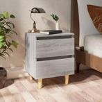 vidaXL Nachtkastjes 2 st met houten poten 40x35x50 cm grijs, Minder dan 45 cm, Verzenden, Nieuw, Minder dan 55 cm
