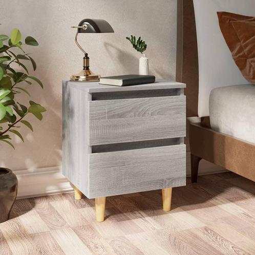 vidaXL Nachtkastjes 2 st met houten poten 40x35x50 cm grijs, Huis en Inrichting, Slaapkamer | Nachtkastjes, Nieuw, Minder dan 45 cm