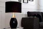 Moderne tafellamp CARLA 60cm zwart zilver met linnen kap -, Huis en Inrichting, Lampen | Tafellampen, Ophalen of Verzenden, Nieuw