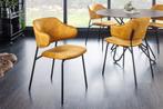 Design stoel VOGUE mosterdgeel fluweel zwart metalen poten -, Huis en Inrichting, Stoelen, Ophalen of Verzenden, Nieuw