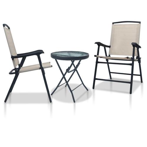 vidaXL 3-delige Bistroset staal crème, Tuin en Terras, Tuinsets en Loungesets, Nieuw, 3 zitplaatsen, Rvs, Verzenden